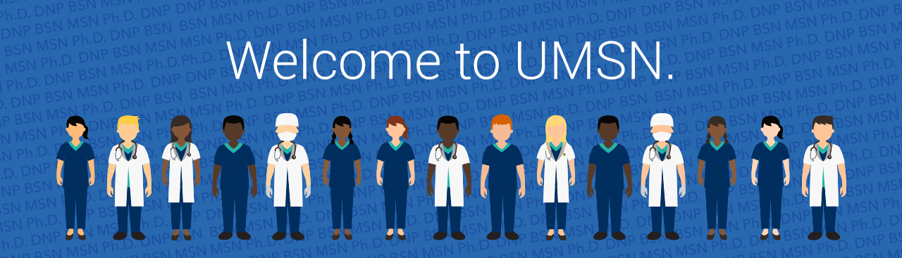 Welcome to UMSN graphic with illustrated people 
