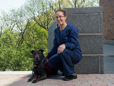 Leech's certified therapy dog has made occasional visits to campus to help students decrease pre-exam stress