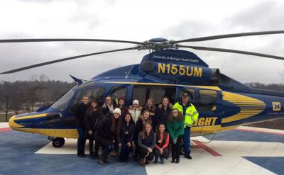 SNA members learning about careers with Survival Flight