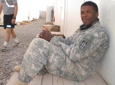 Thompson during a moment of respite in Iraq