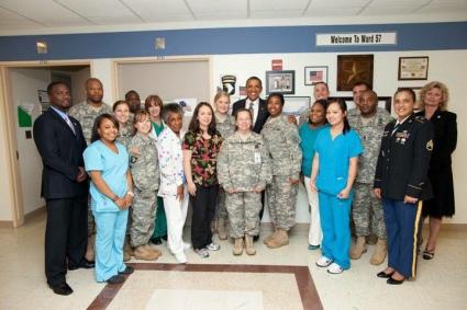 Perrin at Walter Reed with President Obama